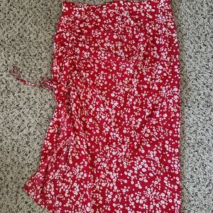 SHEIN Red and White Floral Skirt